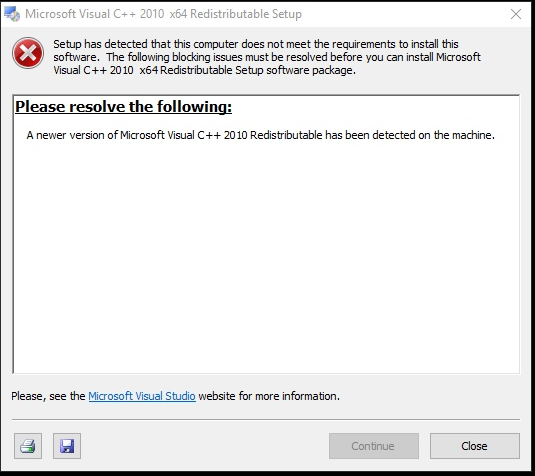 Unable To Install Microsoft Visual C Redistributable Due To Newer Version Detected