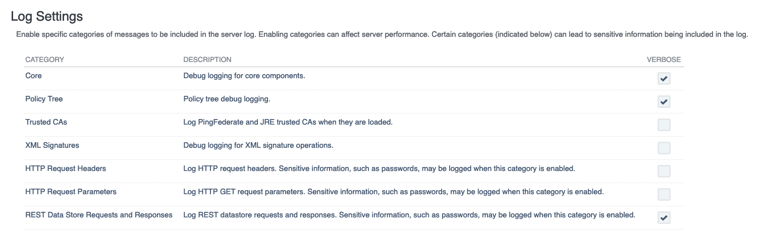 Adding additional Logging Categories in PingFederate